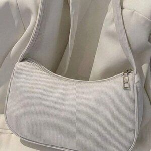 Solid Color Corduroy Zipper Crossbody Bag